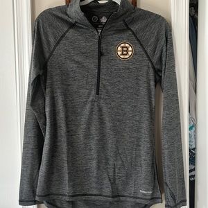 Woman’s active jacket. Boston Bruins. Size medium, EUC, thumb holes, 3/4 zipper